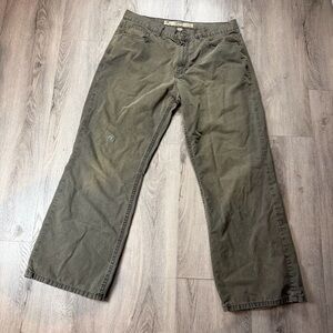 Express Pants Mens 34x30 Green Khakis Baggy Straight Leg Casual Workwear Y2K